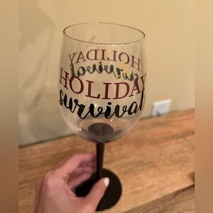 Holiday Survival Wine Glass - Red and Black